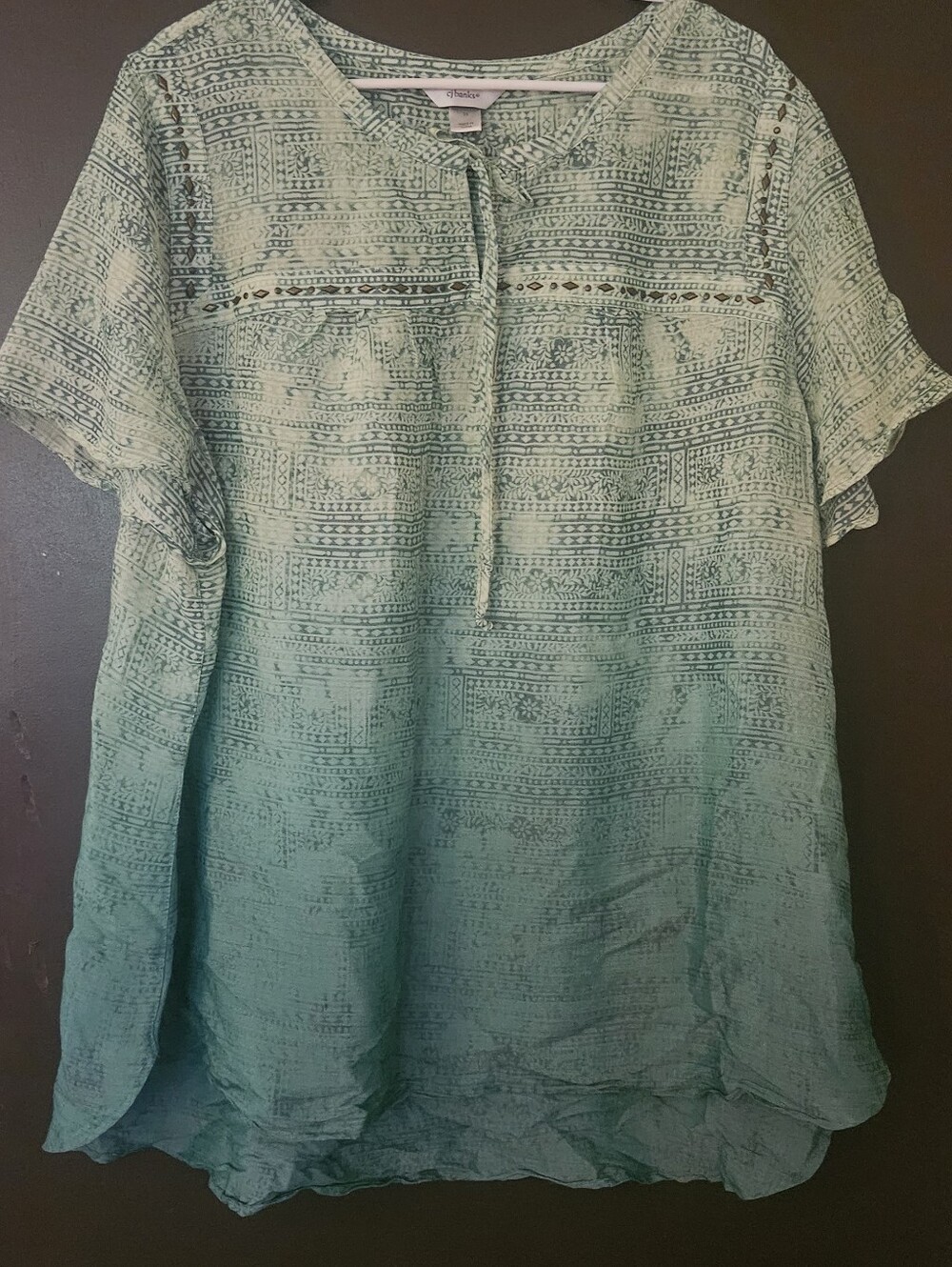 CJ Banks Mint Green Ombre Short-Sleeve Tunic